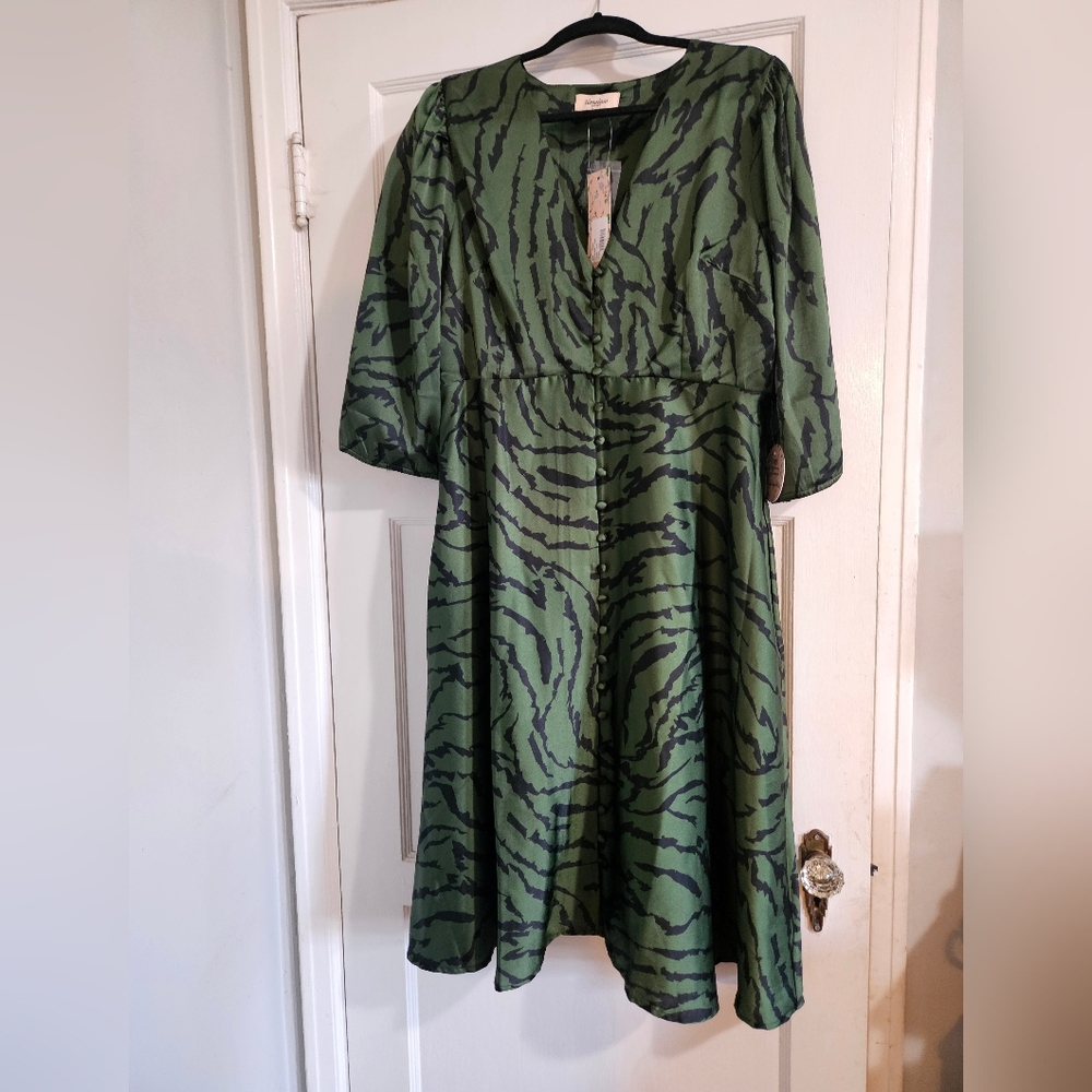 Retro Style Green Tiger Print Women's Dress